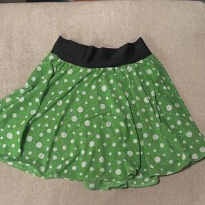 Sparkle Skirts Green Polka Dot Skirt with Black Waistband
